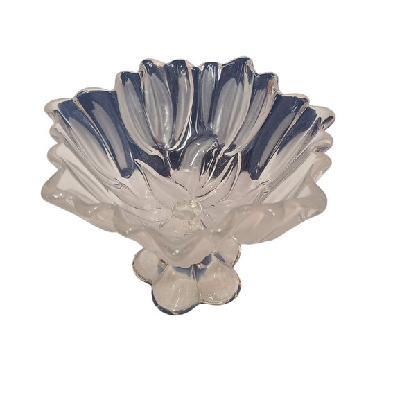 Vintage Mikasa Frosted Glass Crystal Satin Tulip Footed Bowl Dish Rare - Picture 5 of 16